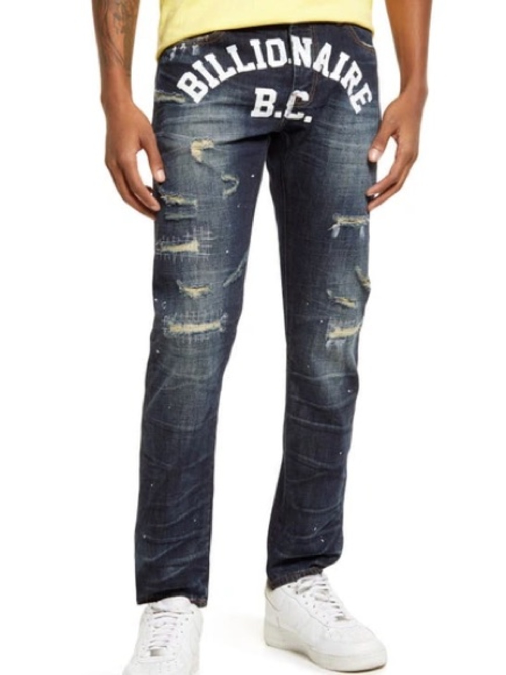 Billionaire Boys Club Distressed Dark Wash Slim Straight Jeans